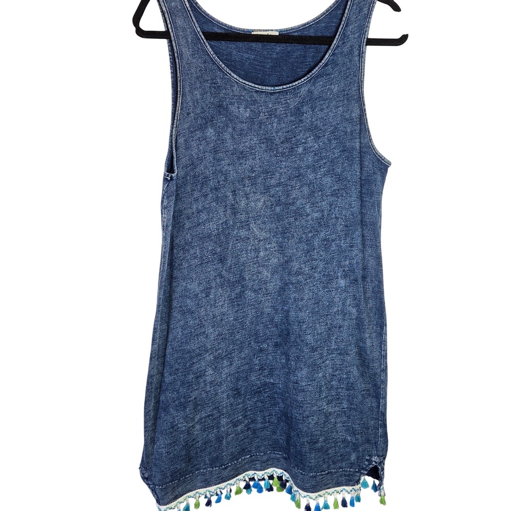 Jane and Delancey Cotton knit Tank Shift Dress Tassel Hem Beach‎ Boho